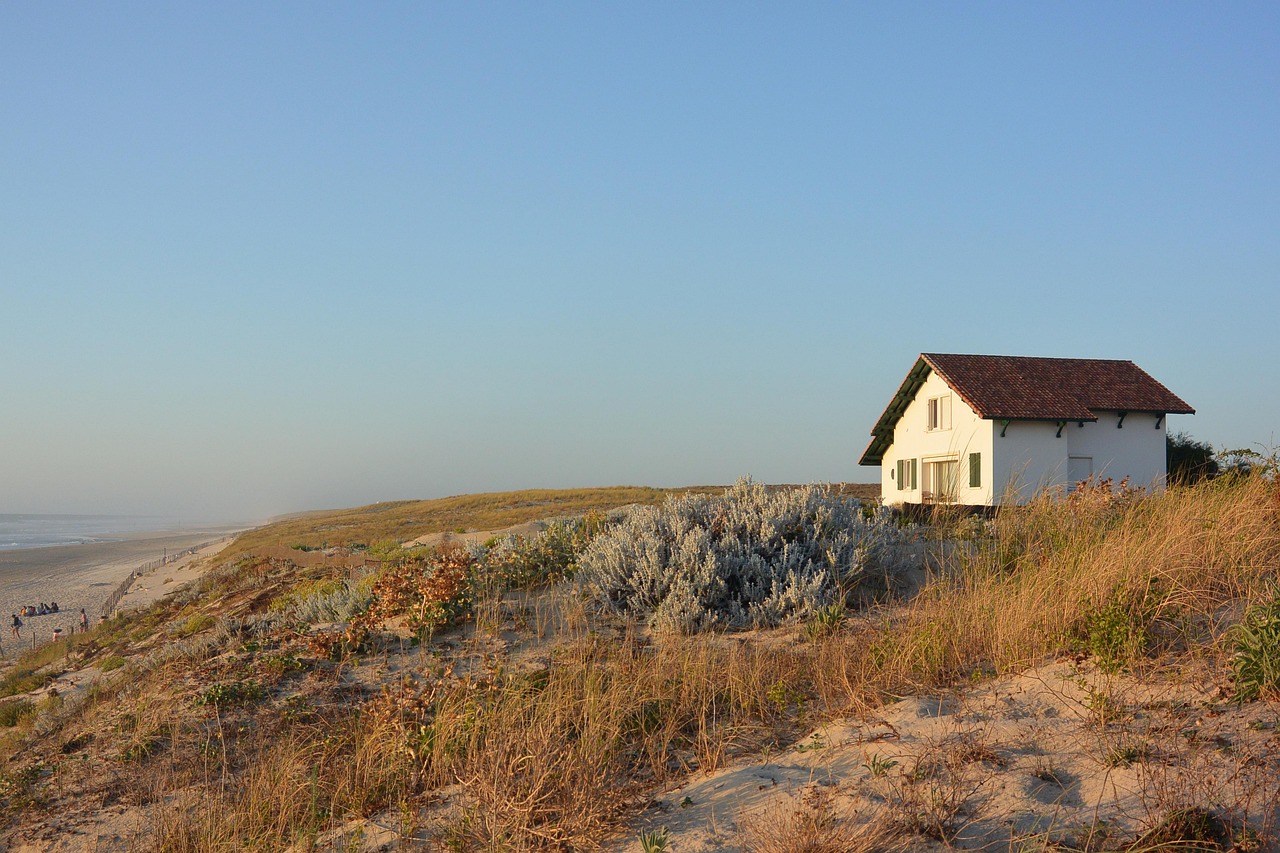 beach, holiday home, nature, alone, dune, sand, grass, heaven, blue, house, villa, outlook, sea, mood, idyllic, france, mimizan, france, mimizan, mimizan, mimizan, mimizan, mimizan