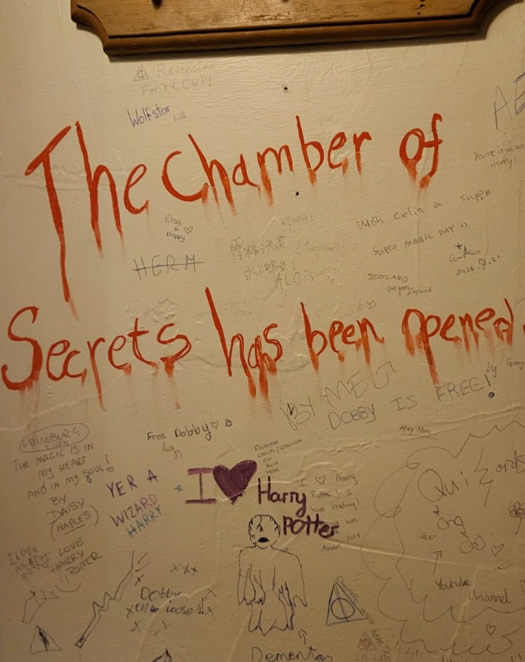 Fan Verewigungen an den Wänden des Elefant House Cafe wo J.K.Rowling Harry Potter schrieb